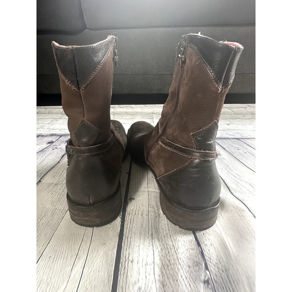 Mark Nason 67179 Ankle Zip Distressed Leather Metal Cross Brown Boots Mens Sz 11 - Picture 4 of 10